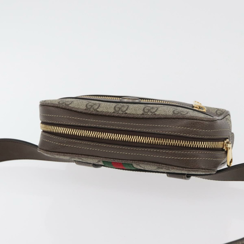 【日本直送】GUCCI GG Supreme Web Sherry Line 腰包 PVC 米色 金色 517076 正品 175059SAM-5