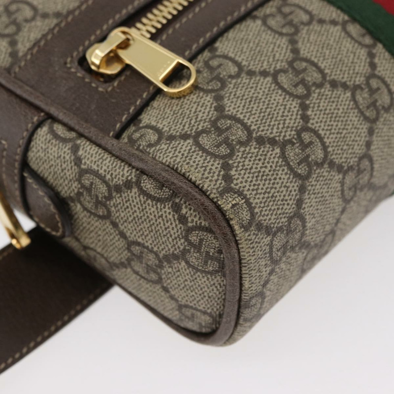 【日本直送】GUCCI GG Supreme Web Sherry Line 腰包 PVC 米色 金色 517076 正品 175059SAM-7