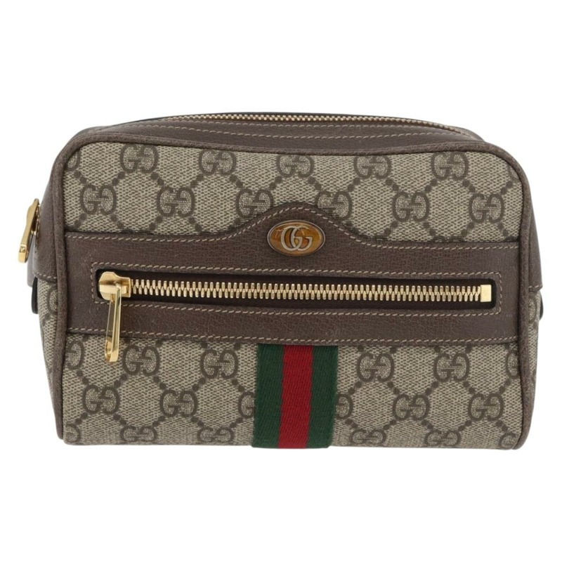 【日本直送】GUCCI GG Supreme Web Sherry Line 腰包 PVC 米色 金色 517076 正品 175059SAM-12