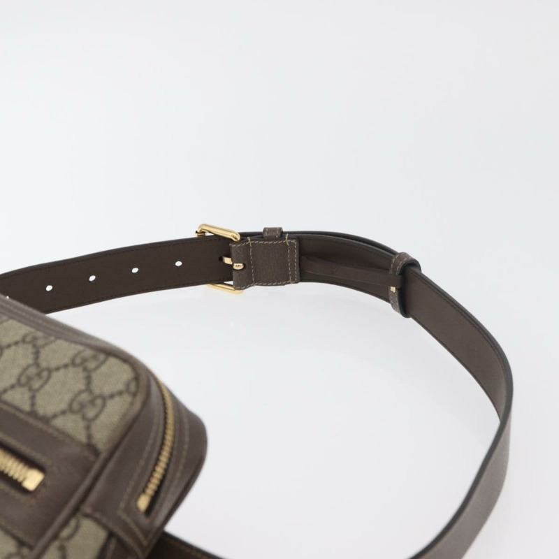 【日本直送】GUCCI GG Supreme Web Sherry Line 腰包 PVC 米色 金色 517076 正品 175059SAM-13