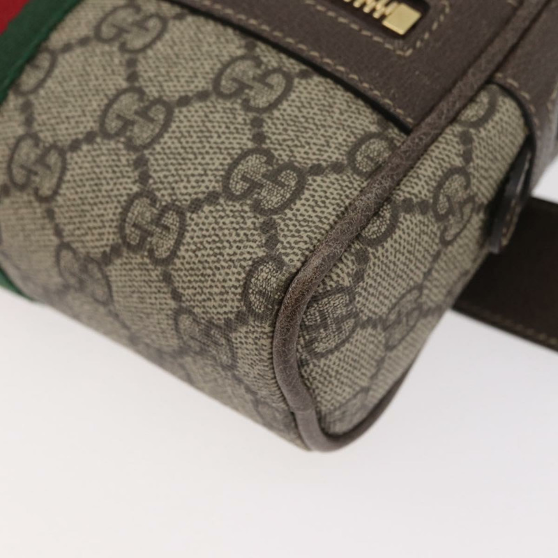 【日本直送】GUCCI GG Supreme Web Sherry Line 腰包 PVC 米色 金色 517076 正品 175059SAM-14