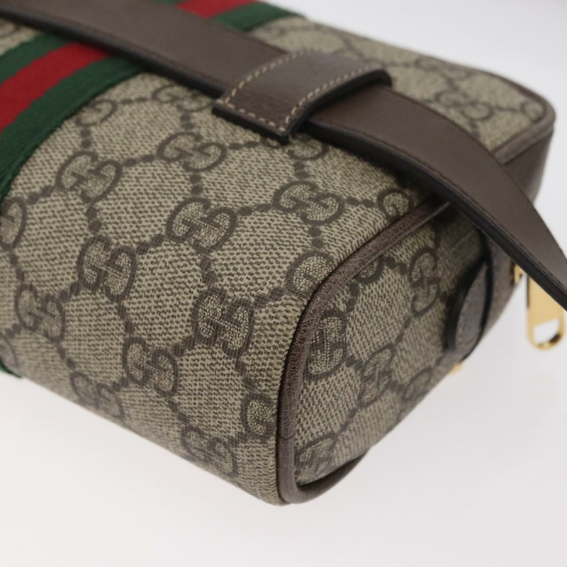 【日本直送】GUCCI GG Supreme Web Sherry Line 腰包 PVC 米色 金色 517076 正品 175059SAM-16