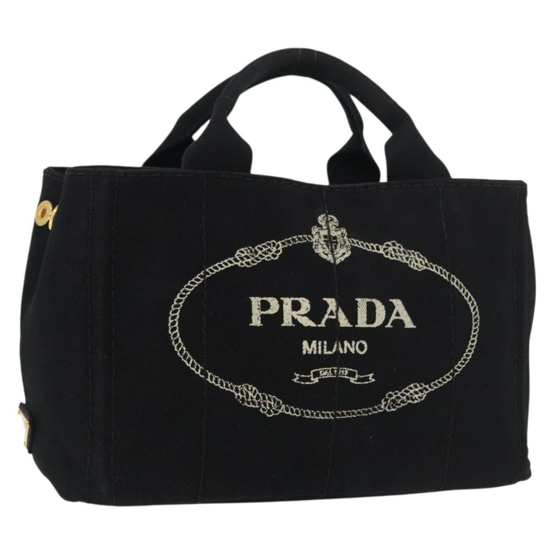 【日本直送】PRADA Canapa PM 手袋 帆布 黑色 金色 正品 175050SAM-0