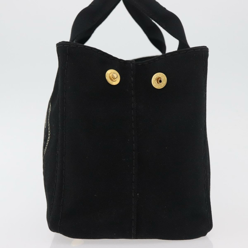 【日本直送】PRADA Canapa PM 手袋 帆布 黑色 金色 正品 175050SAM-2