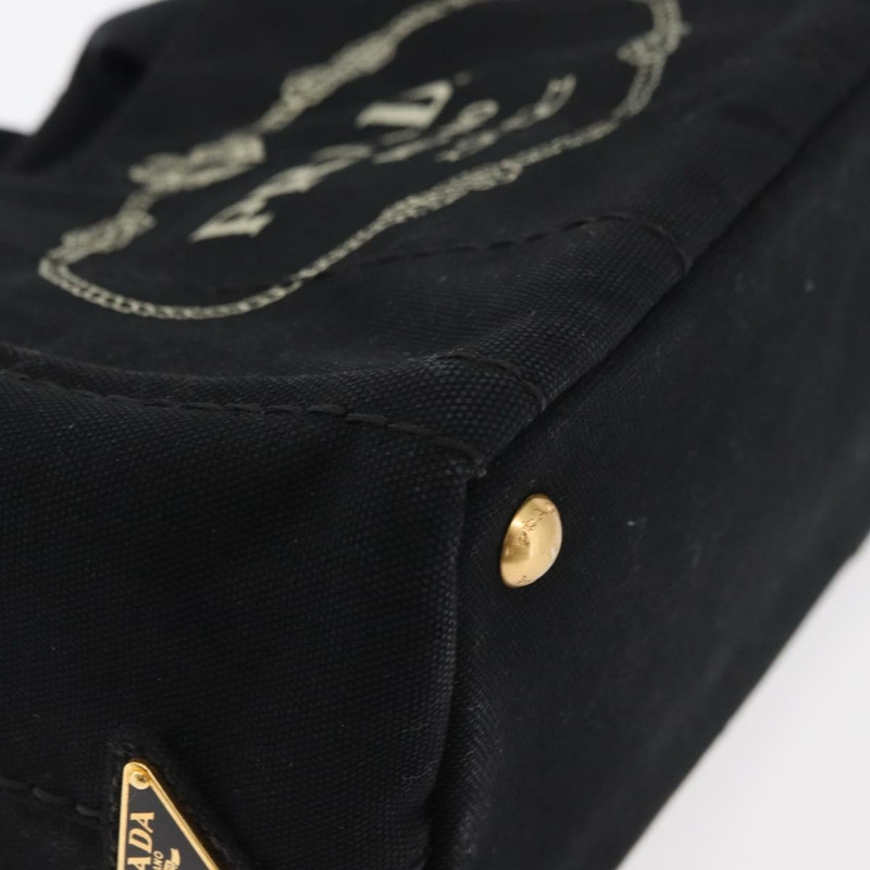 【日本直送】PRADA Canapa PM 手袋 帆布 黑色 金色 正品 175050SAM-8