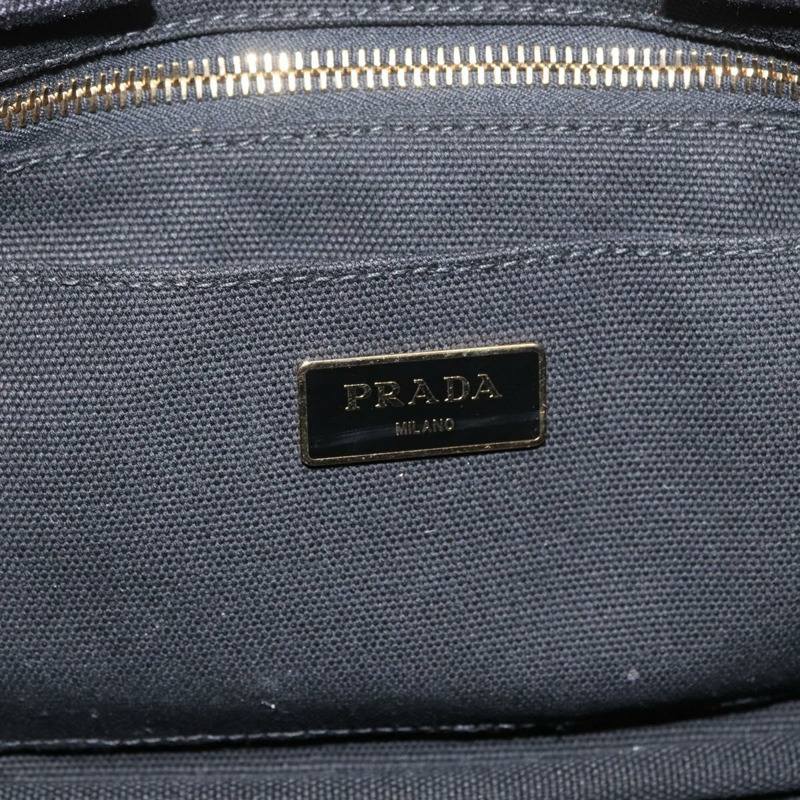【日本直送】PRADA Canapa PM 手袋 帆布 黑色 金色 正品 175050SAM-9