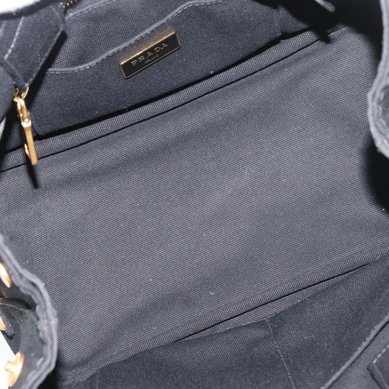 【日本直送】PRADA Canapa PM 手袋 帆布 黑色 金色 正品 175050SAM-10