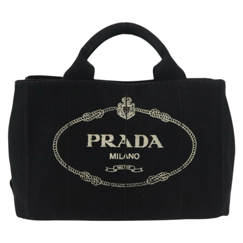【日本直送】PRADA Canapa PM 手袋 帆布 黑色 金色 正品 175050SAM-12