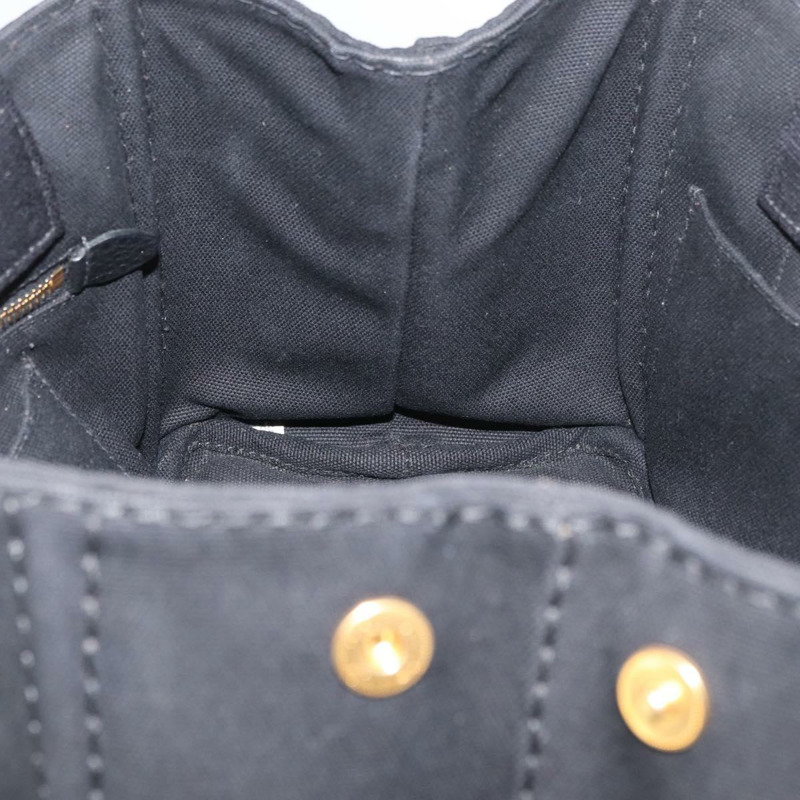 【日本直送】PRADA Canapa PM 手袋 帆布 黑色 金色 正品 175050SAM-17