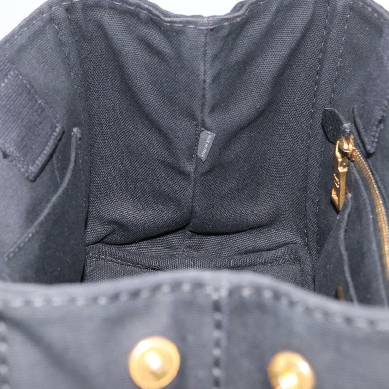 【日本直送】PRADA Canapa PM 手袋 帆布 黑色 金色 正品 175050SAM-18