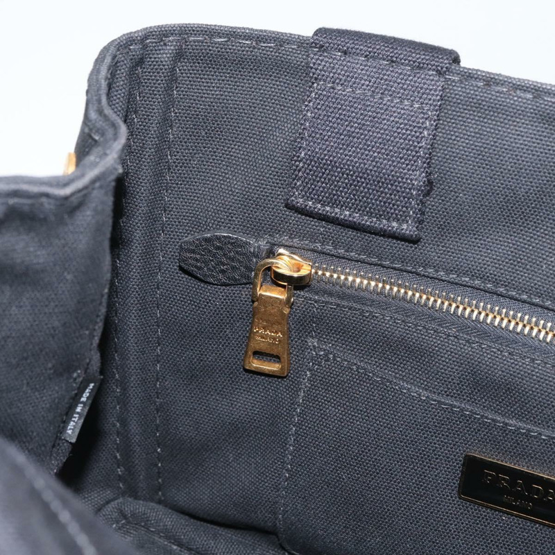 【日本直送】PRADA Canapa PM 手袋 帆布 黑色 金色 正品 175050SAM-19