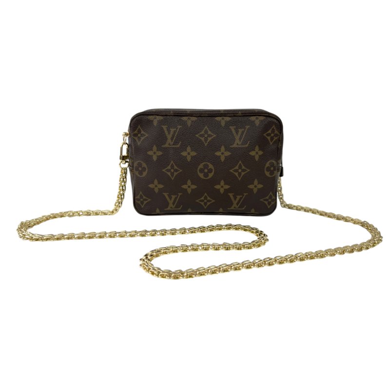 LOUIS VUITTON 中古 *自加鏈＞送無品牌鏈帶* 老花 斜揹袋-0