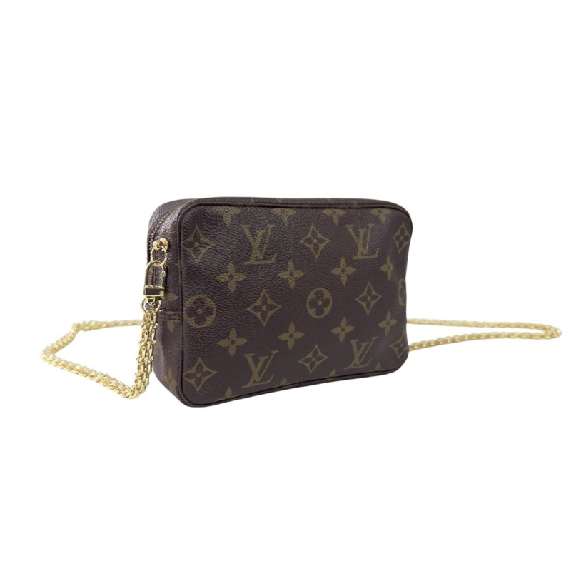 LOUIS VUITTON 中古 *自加鏈＞送無品牌鏈帶* 老花 斜揹袋-3