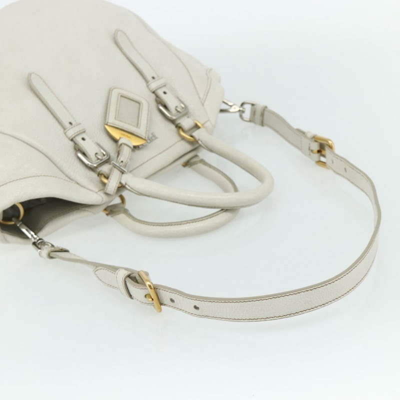 【日本直送】PRADA 手提包 皮革 兩用 白色 金 銀色 正品 175061A-7