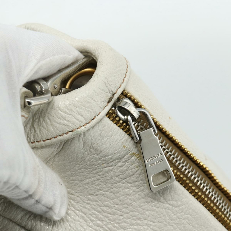 【日本直送】PRADA 手提包 皮革 兩用 白色 金 銀色 正品 175061A-18