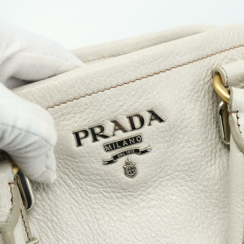 【日本直送】PRADA 手提包 皮革 兩用 白色 金 銀色 正品 175061A-19