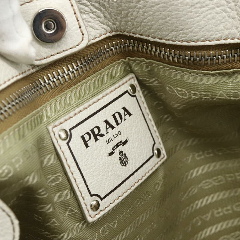 【日本直送】PRADA 手提包 皮革 兩用 白色 金 銀色 正品 175061A-20