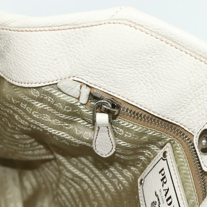 【日本直送】PRADA 手提包 皮革 兩用 白色 金 銀色 正品 175061A-23