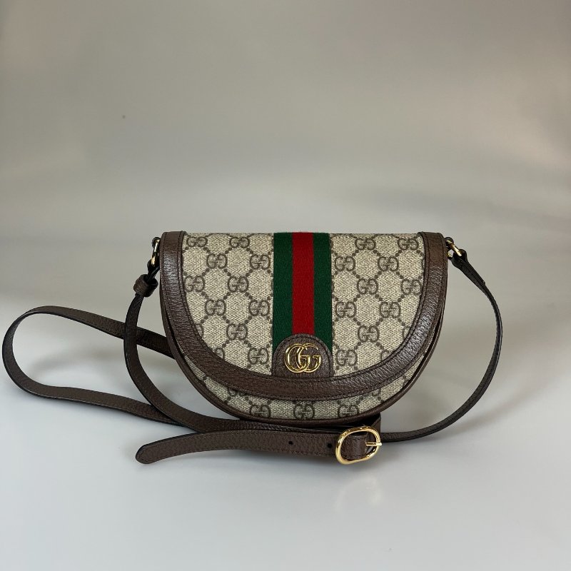GUCCI 757309 經典老花Ophidia翻蓋小半月包-0