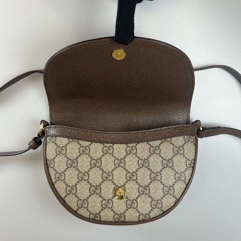 GUCCI 757309 經典老花Ophidia翻蓋小半月包-5