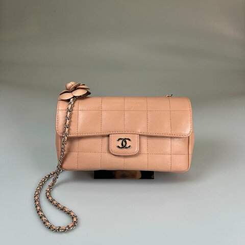 CHANEL 山茶花鏈條包羊皮粉 A16780/保卡款11開