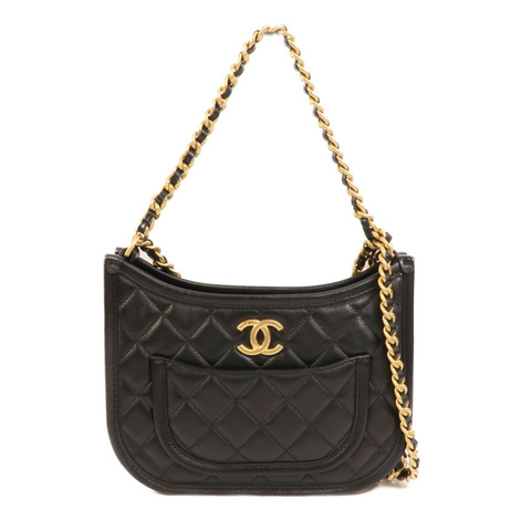 CHANEL 牛皮皮革Hobo鏈帶肩背袋