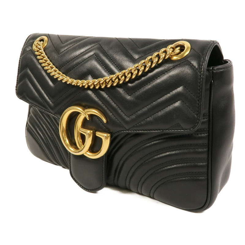 GUCCI 牛皮皮革GG Marmont Medium鏈帶肩背袋-2