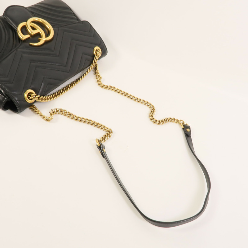 GUCCI 牛皮皮革GG Marmont Medium鏈帶肩背袋-5