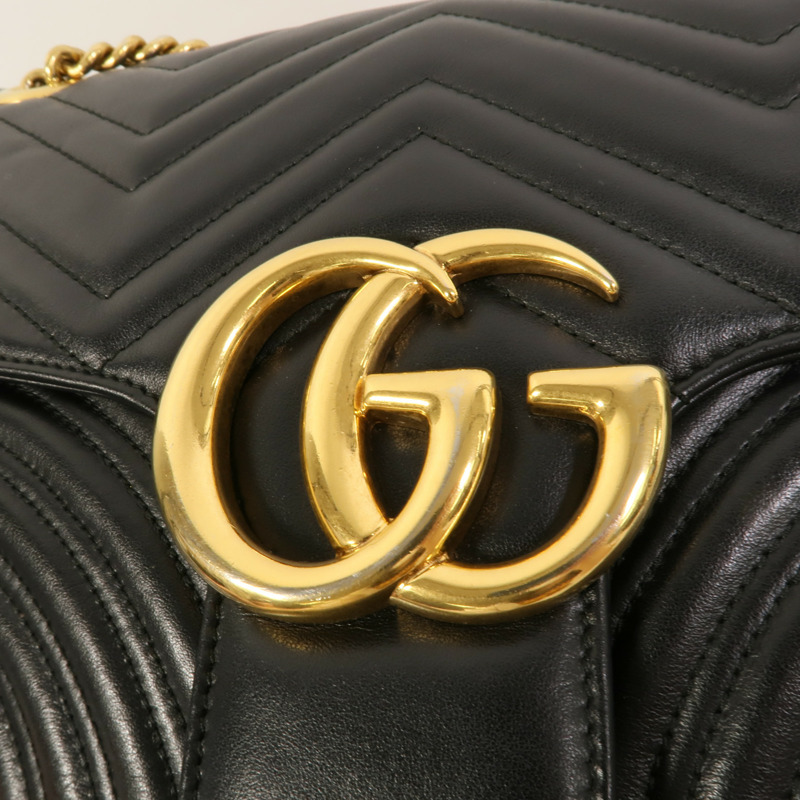 GUCCI 牛皮皮革GG Marmont Medium鏈帶肩背袋-6