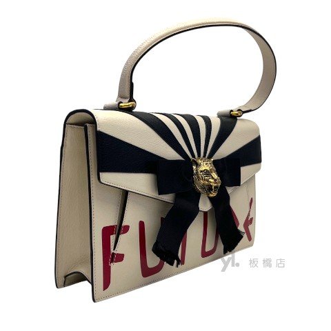 Y1902-GUCCI包包 白牛皮塗鴉虎頭蝴蝶結兩用手提包466417-2