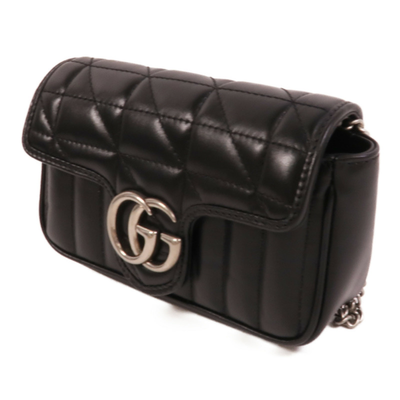 GUCCI 牛皮皮革GG Marmont Super Mini鏈帶肩背袋-2