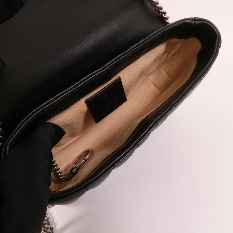 GUCCI 牛皮皮革GG Marmont Super Mini鏈帶肩背袋-4