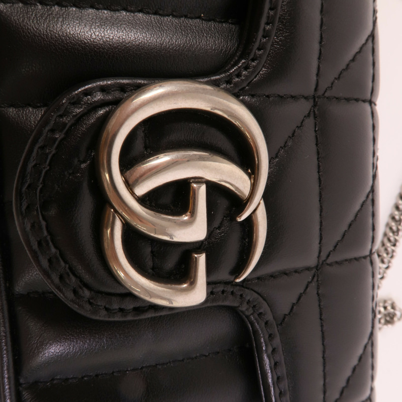 GUCCI 牛皮皮革GG Marmont Super Mini鏈帶肩背袋-6