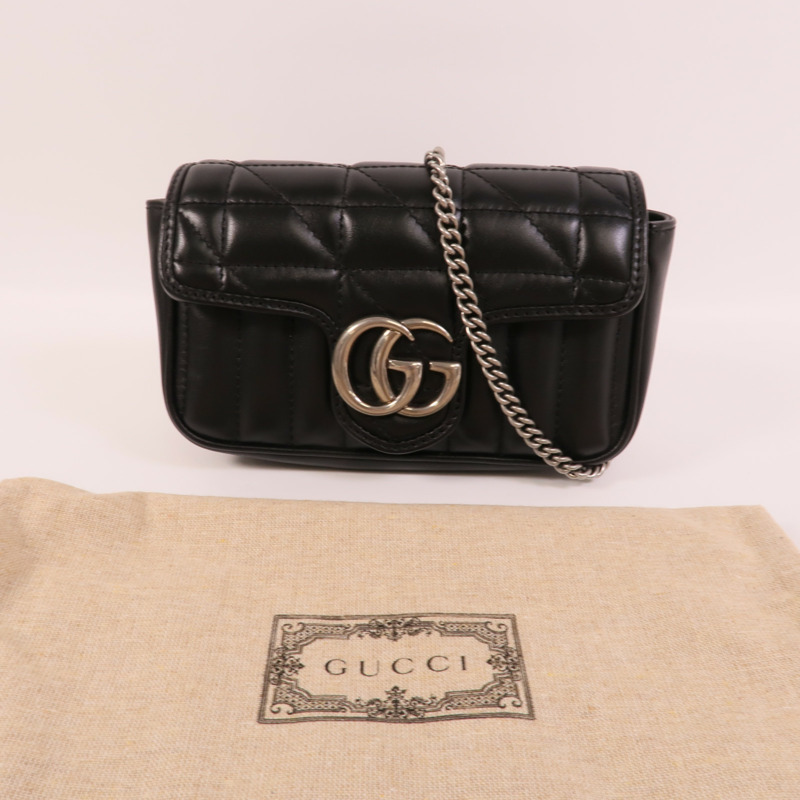 GUCCI 牛皮皮革GG Marmont Super Mini鏈帶肩背袋-9
