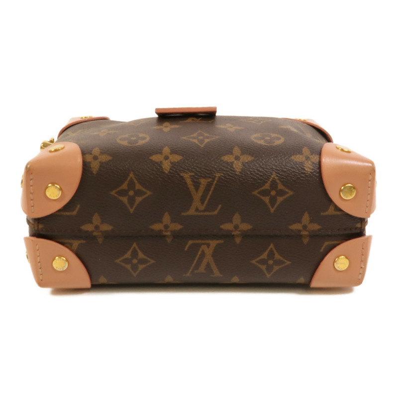 LOUIS VUITTON Monogram Petite Malle Souple金扣手挽肩背兩用袋棕色/粉紅色-3