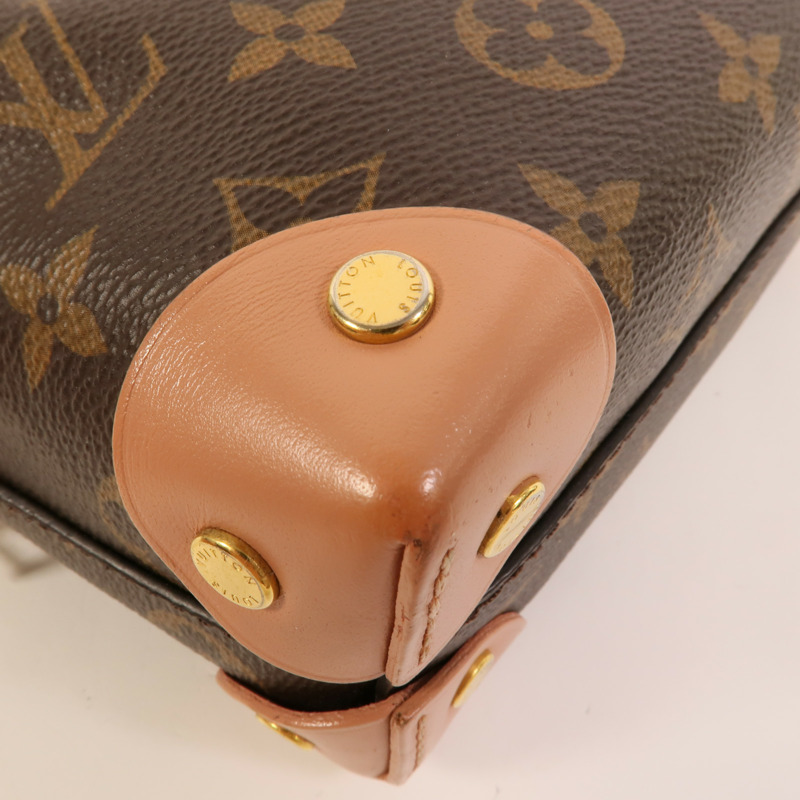 LOUIS VUITTON Monogram Petite Malle Souple金扣手挽肩背兩用袋棕色/粉紅色-12