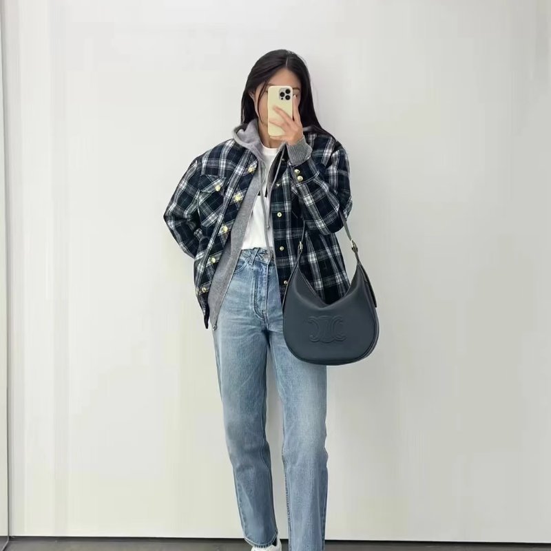 CELINE HeloiseTriomphe 岩石灰全皮肩背腋下包 27*27cm 98新配件塵袋-0