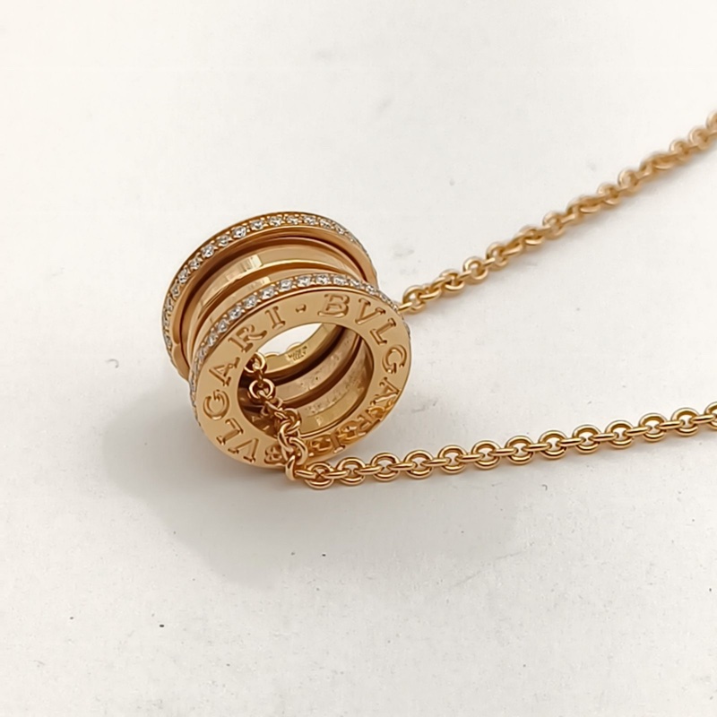 BVLGARI B.ZERO1彈簧項鏈三環扣雙邊鑽18K玫瑰金/鑽石-1