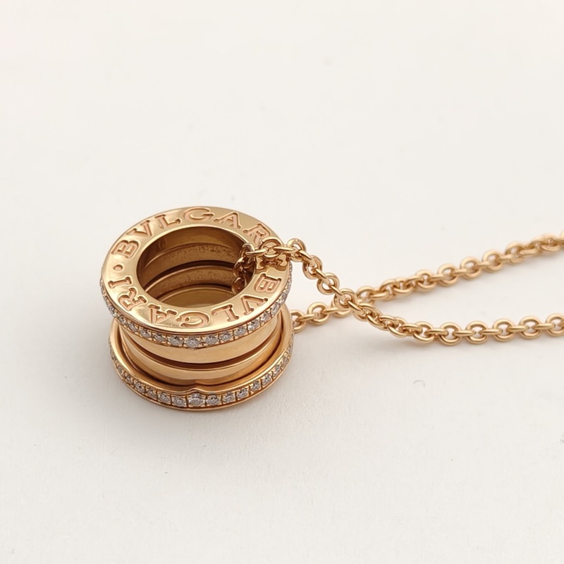 BVLGARI B.ZERO1彈簧項鏈三環扣雙邊鑽18K玫瑰金/鑽石-2