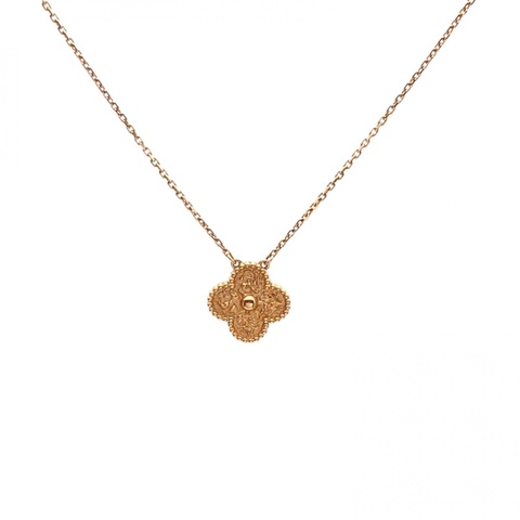 VAN CLEEF&ARPELS VintageAlhambra中號單花項鏈熔岩18K玫瑰金