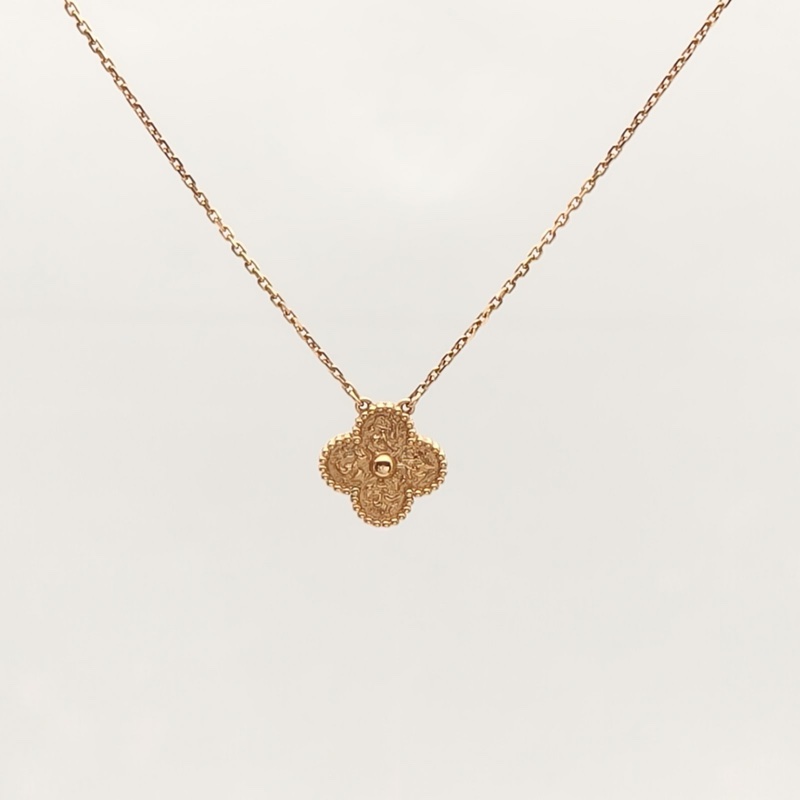 VAN CLEEF&ARPELS VintageAlhambra中號單花項鏈熔岩18K玫瑰金-1