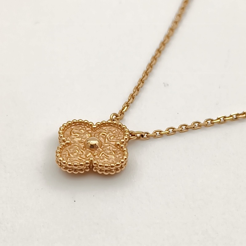VAN CLEEF&ARPELS VintageAlhambra中號單花項鏈熔岩18K玫瑰金-2