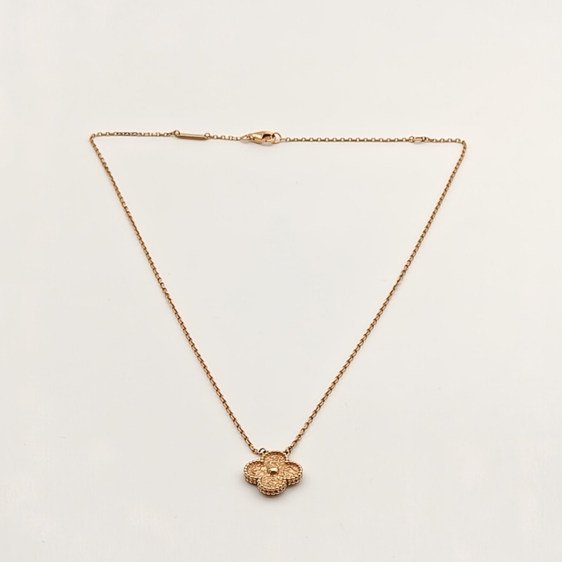 VAN CLEEF&ARPELS VintageAlhambra中號單花項鏈熔岩18K玫瑰金-3