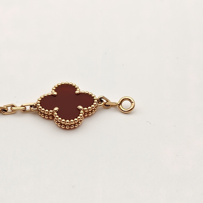 VAN CLEEF&ARPELS VintageAlhambra中號五花手鏈鐳射新扣18K玫瑰金/紅玉髓S-M碼-4