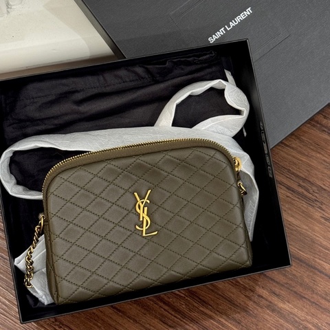 全新品 YSL 733667 墨綠GABY 金鍊包MINI