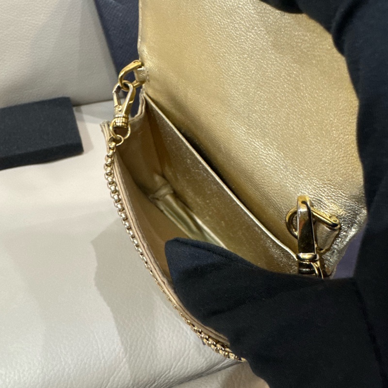 Prada 普拉達 香檳金亮水鑽腰包/斜背小包/二手美品-7