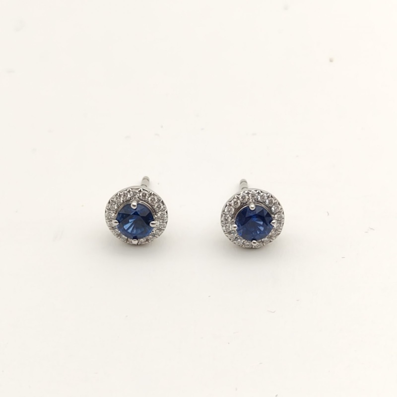 TIFFANY&CO 鑽石pt950藍寶石耳釘-3