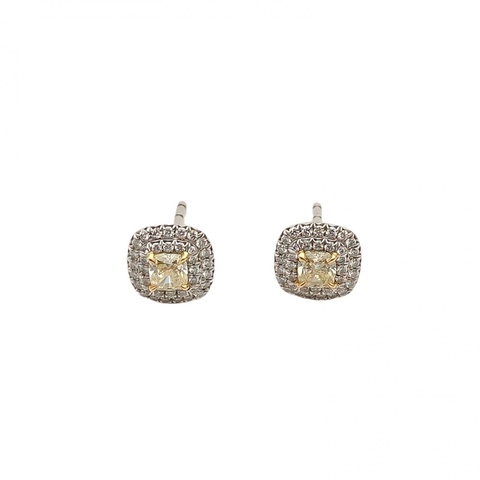 TIFFANY&CO 鑽石pt950黃鑽耳釘拼