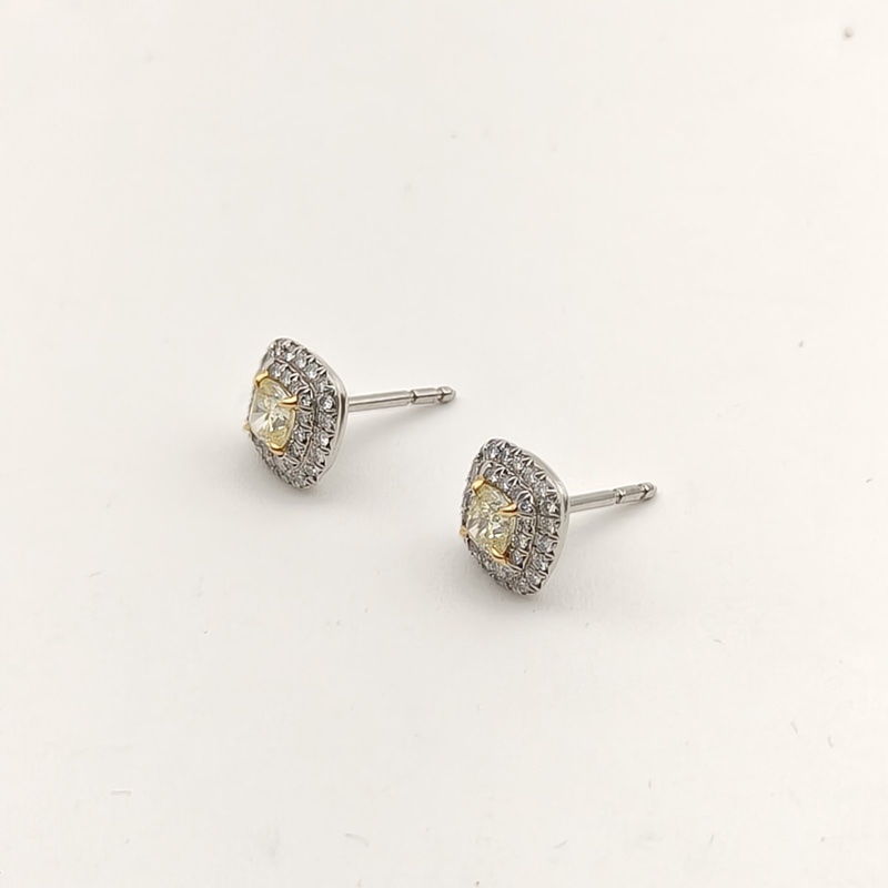 TIFFANY&CO 鑽石pt950黃鑽耳釘拼-2