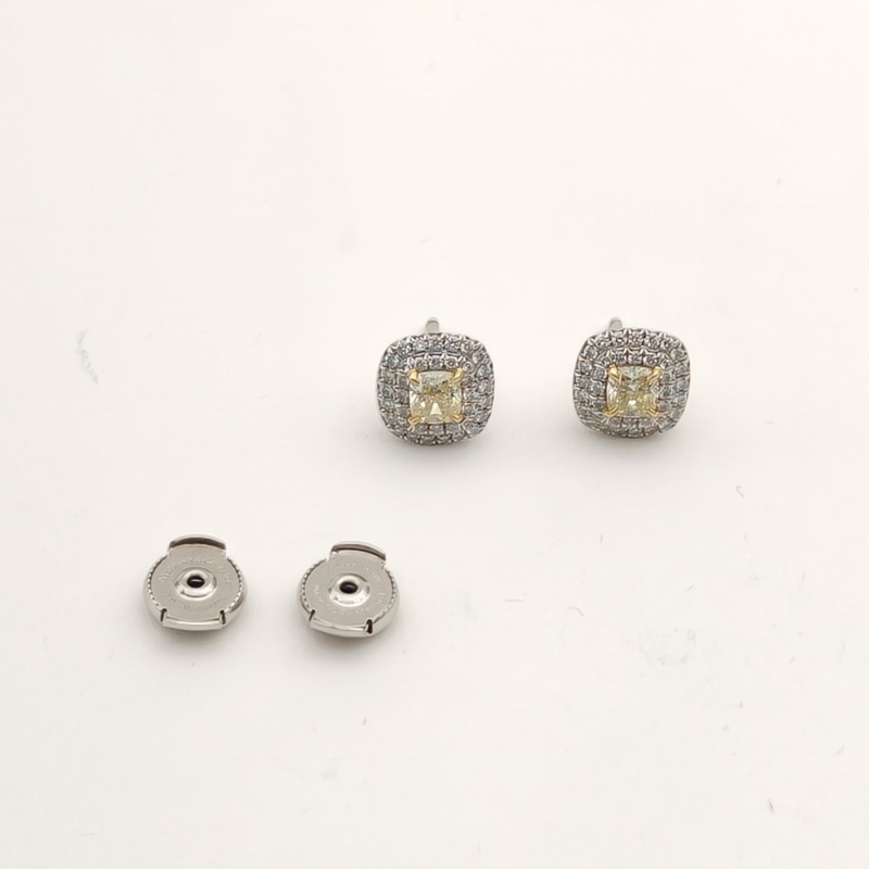 TIFFANY&CO 鑽石pt950黃鑽耳釘拼-3